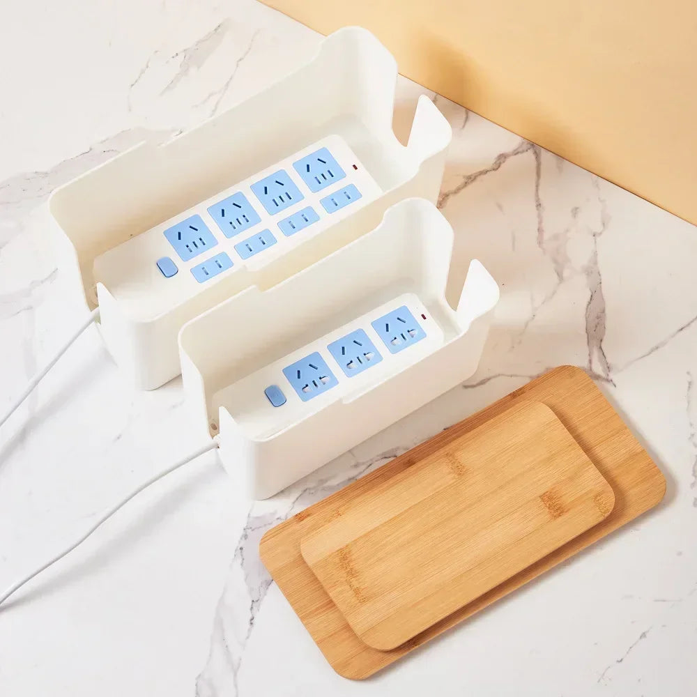 Wooden Cable Organizer Box for Desk Wire Management