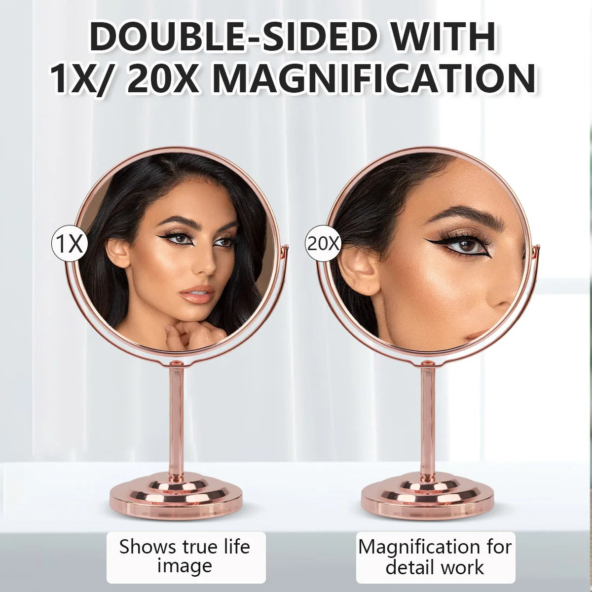 3/4/5in Double-Side Makeup Mirror With 2X Magnification Clear Reflection And Easy To Carry Desktop Vanity Mirror With Stand - Buy online at  Vibe In Cart.