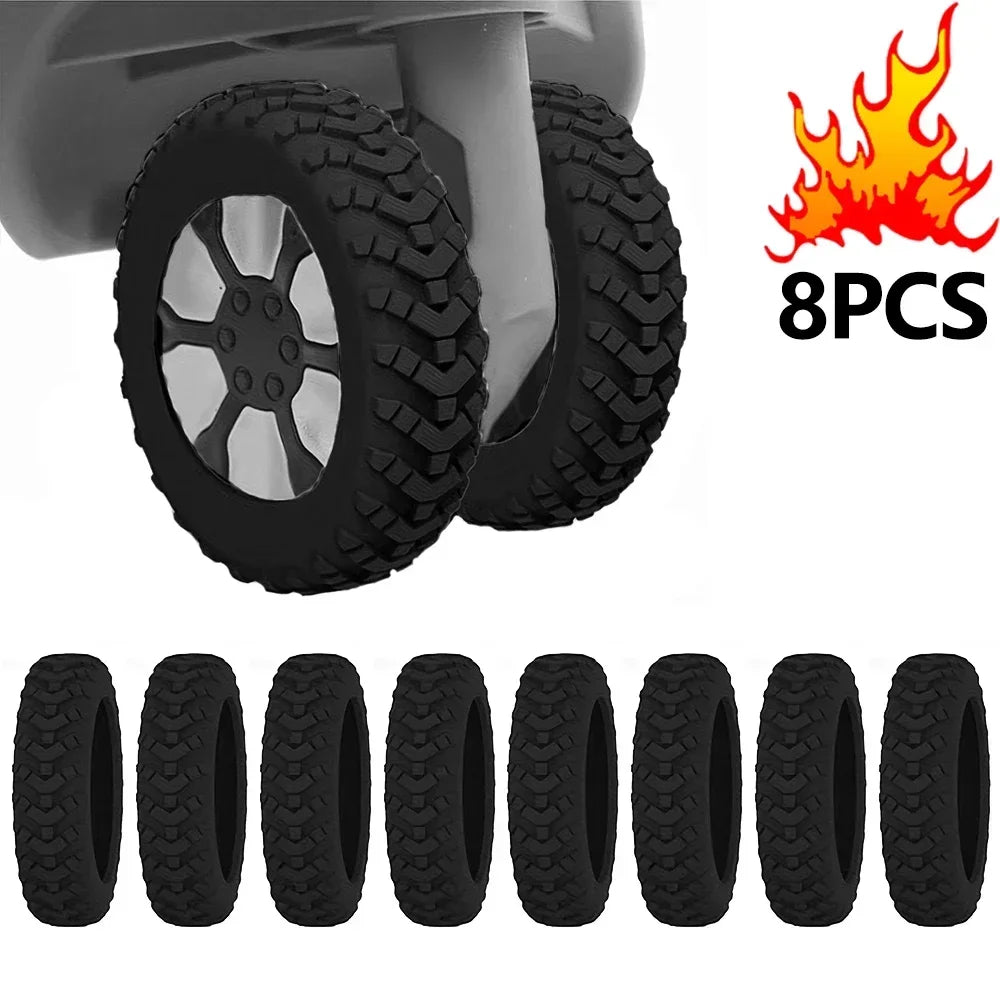 8-Piece Rubber Luggage Wheel Protectors with Noise Reduction