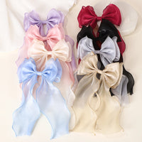 Polyester Chiffon Alloy Hair Barrettes for Girls with Big Bow