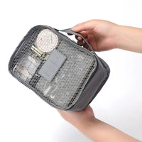 6-Piece Polyester Travel Packing Cubes Set in Black and Dark Blue with Shoe Pouch