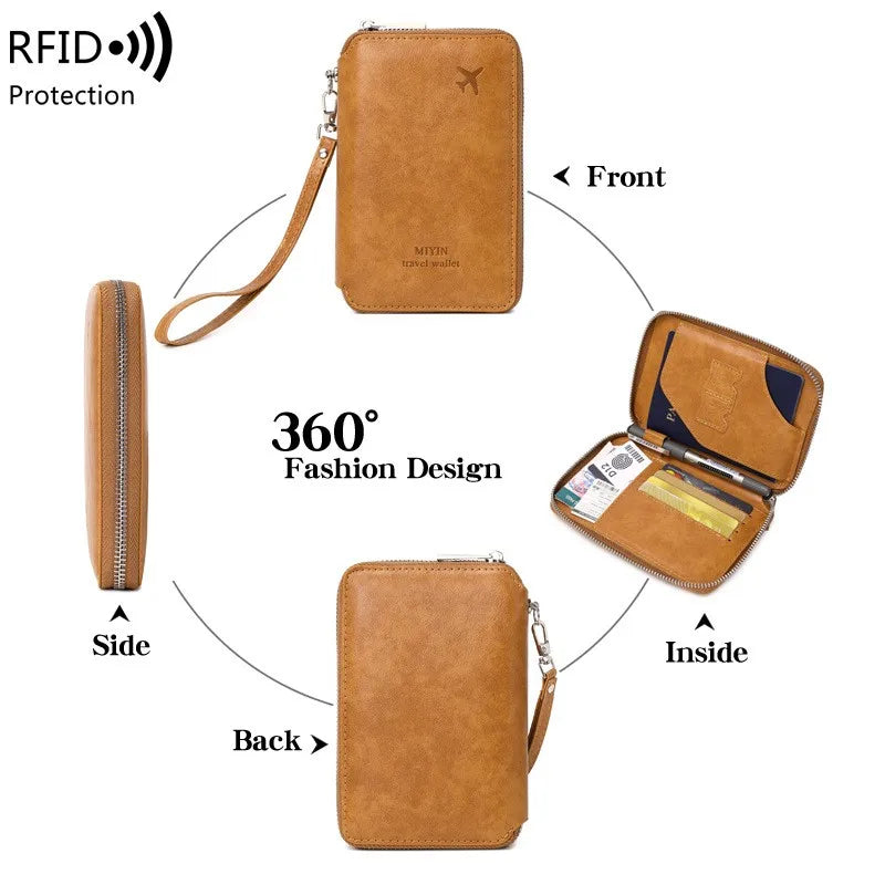 RFID Passport Holder in PU Leather, Multifunctional Unisex