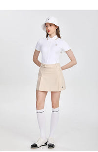 AW Golf Women's Summer Short Sleeved T-shirt Breathable Polo Lapel Tops Ladies High Waist Pleated Skirt A-Lined Golf Skorts Suit
