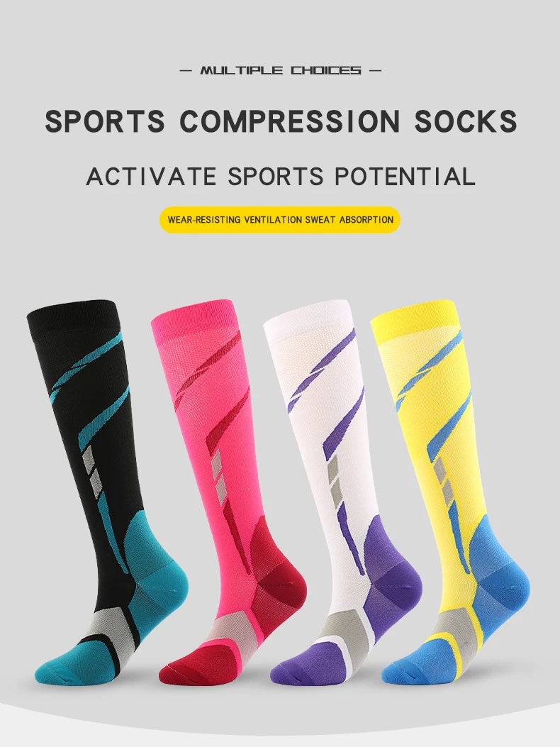 Men's Compression Crew Sports Socks with Nylon Blend