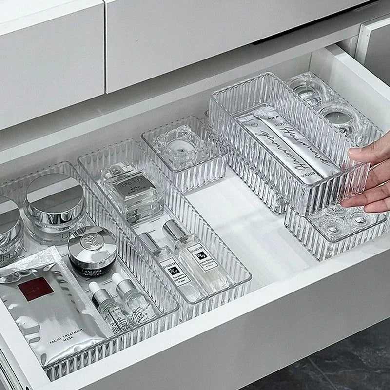 Transparent Plastic Storage Organizers Set for Drawers