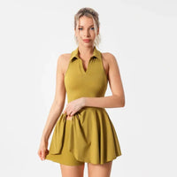 Women's 2-Piece Tennis Skirt Set with Pockets and Quick Dry Elastane Fabric