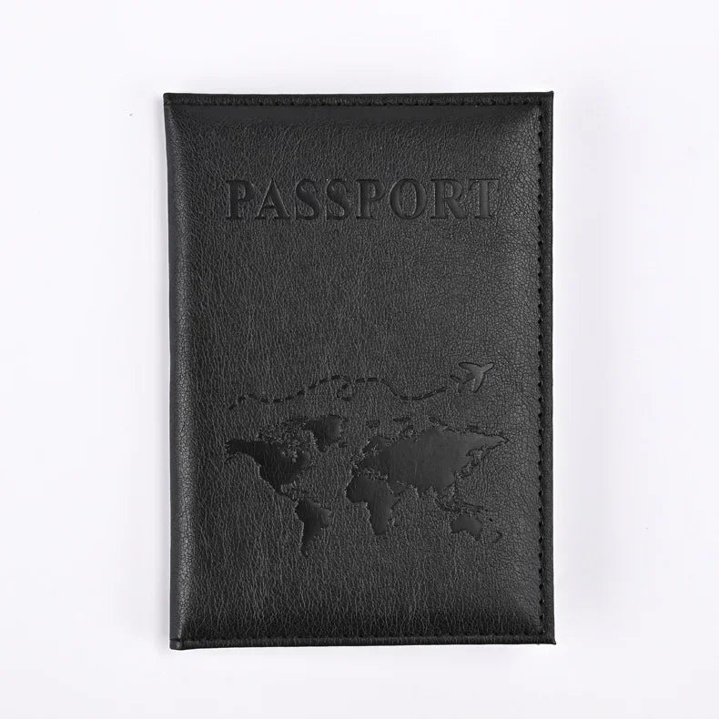 Solid PU Leather Passport Holder Wallet Card Case for Travel