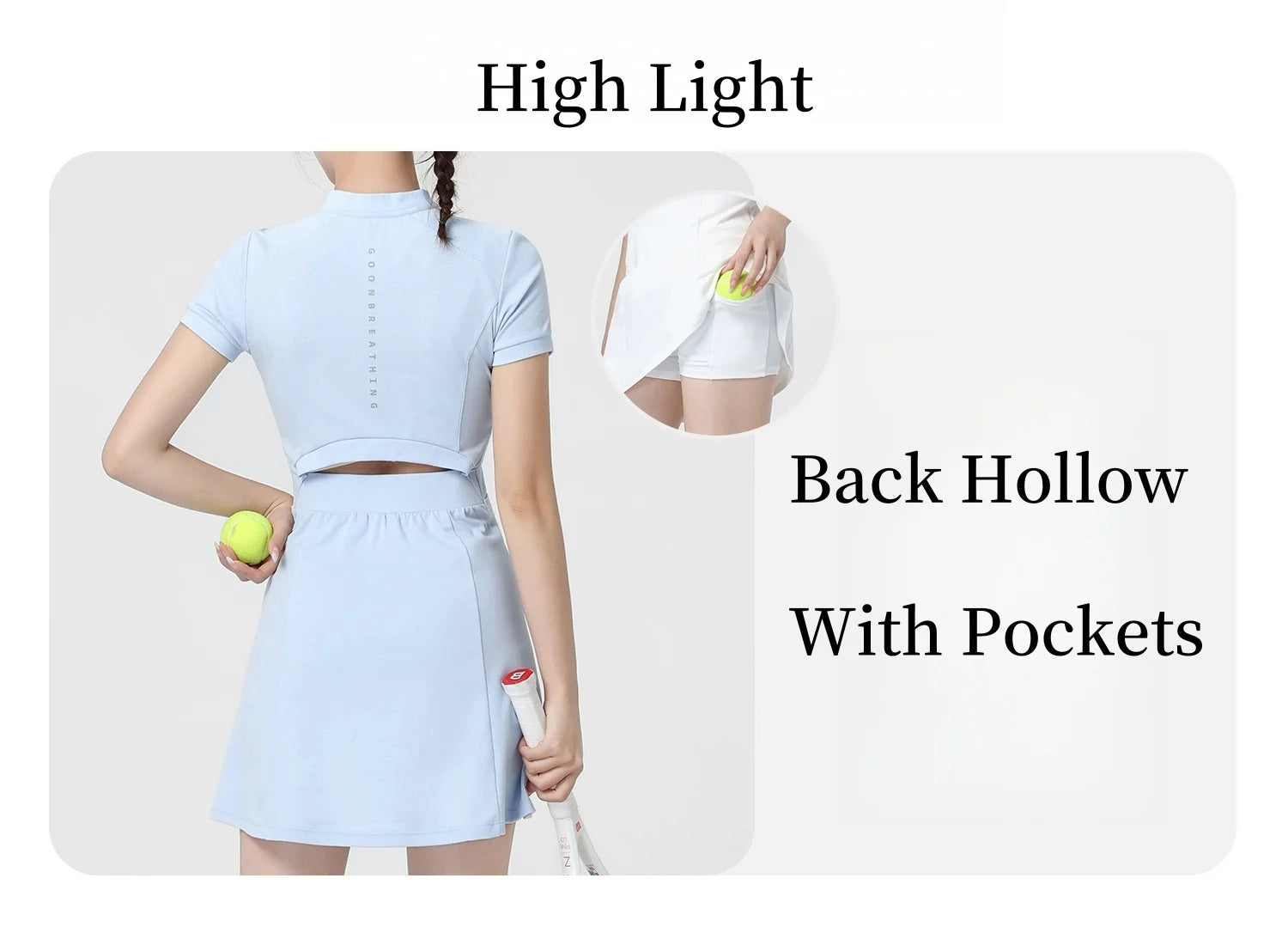 DRUR Elegant Tennis Dress Women Summer Lightweight Quick Dry Sports Dress Back Hollow Out Golf Wear Yoga Clothing Sportswear New - Buy online at  Vibe In Cart.