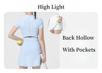 DRUR Elegant Tennis Dress Women Summer Lightweight Quick Dry Sports Dress Back Hollow Out Golf Wear Yoga Clothing Sportswear New - Buy online at  Vibe In Cart.