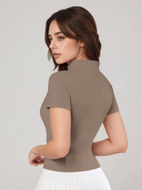 Women's Zip - Up Short - Sleeve Top, Slim - Fit Polo Neck, Elegant for Tennis & Casual Wear - Buy online at  Vibe In Cart.