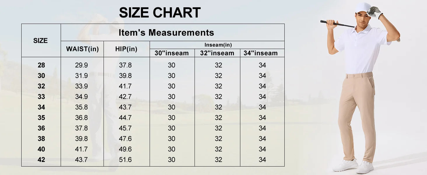 Men's Casual Golf Pants, Stretch Slim Straight Lightweight Quality Business Pants Golf Sports Trousers 30-34 Inseam Length - Buy online at  Vibe In Cart.