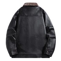 Autumn Winter Men Leather Jacket Vintage Thicken Fleece Turn Down Collar Male Coat Long Sleeve Business Casual Male Outerwear - Buy online at  Vibe In Cart.