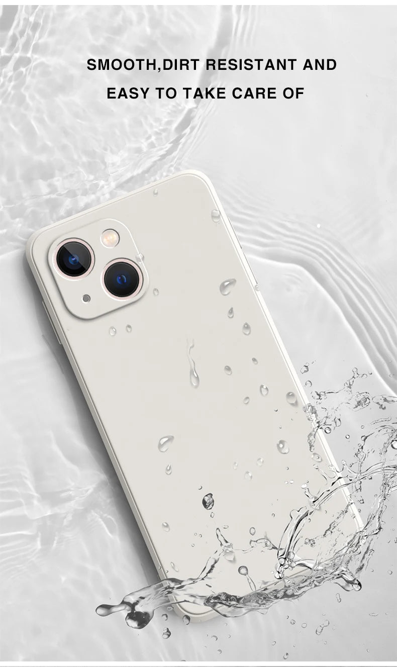 Square Liquid Silicone Protective Phone Case with Anti-Scratch and Dustproof Features