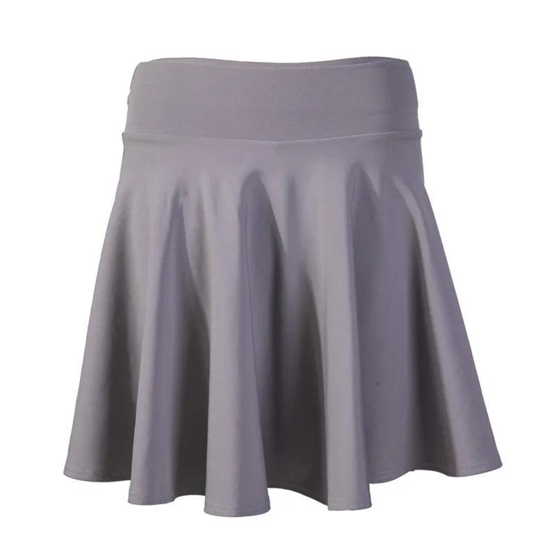 Women's Black Knee-Length Flared Pleated Loose Skirt