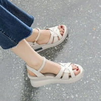 2024 Summer NewWomen's Sandals Casual Retro Hollow Button Sandals Women's Open-toe Sandals Fashion Comfortable Slope Heel Sandal - Buy online at  Vibe In Cart.