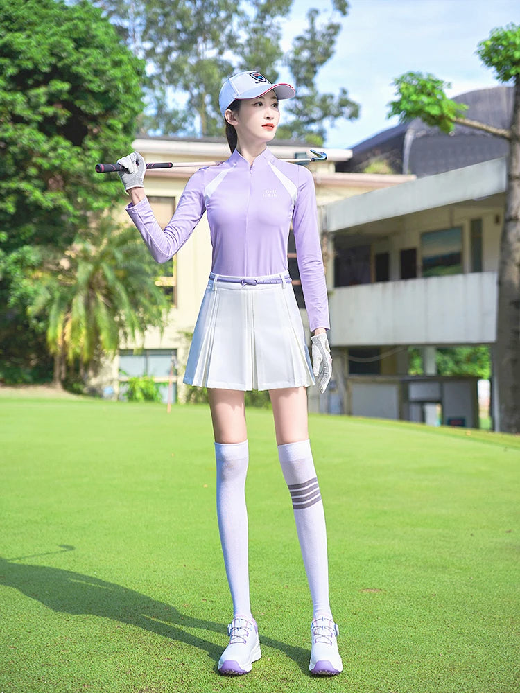 TTYGJ New Golf Skirt Women Spring Autumn Fashion A-lined Skirt Ladies Outdoor Sports Skorts Casual Golf Wear with Inner Shorts