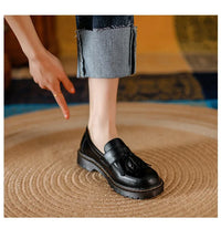 Women Loafers Genuine Leather Fringe Moccasions Retro British Style Ladies Oxford Shoes Slip On Brown Flats - Buy online at  Vibe In Cart.