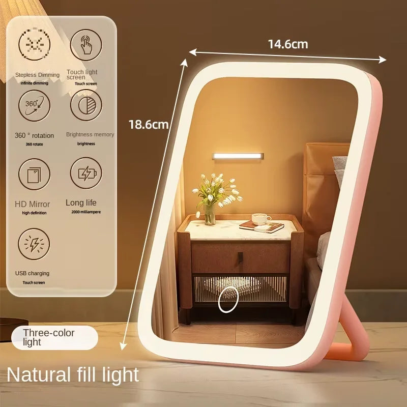 LED Smart Student Dormitory Desktop Fill Light Small Mirror, Makeup Mirror With Light,Girls Bedroom Dressing Table Mirro - Buy online at  Vibe In Cart.