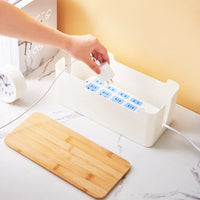 Wooden Cable Organizer Box for Desk Wire Management