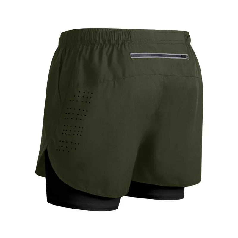 Men's Reflective Quick Drying Polyester Running Shorts With Double Layer