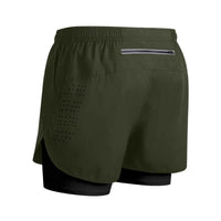 Men's Reflective Quick Drying Polyester Running Shorts With Double Layer