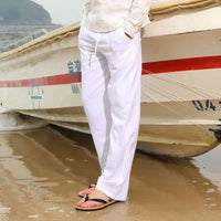 Mens Summer Breathable solid color Casual Pants Loose Straight Leg Cropped Linen Trousers - Buy online at  Vibe In Cart.
