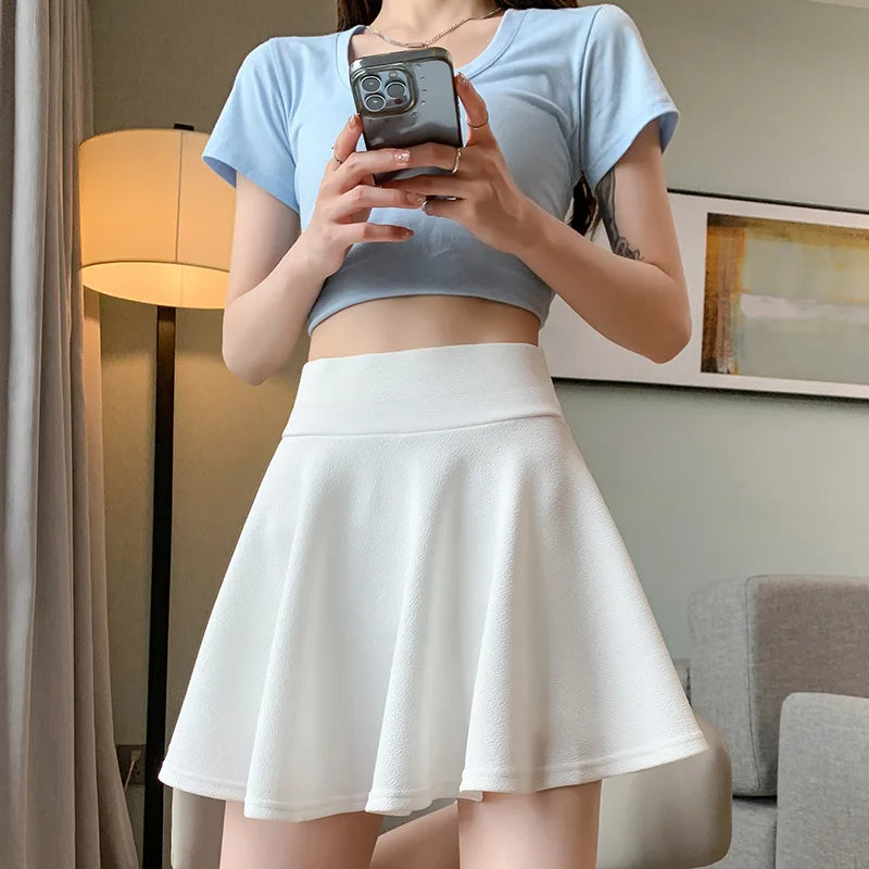 Summer Women's Skirts Fashion Sexy Mini Elastic Pleated Sun Skirts For School Girl Uniform Korean Black High Waist Tennis Skirts - Buy online at  Vibe In Cart.