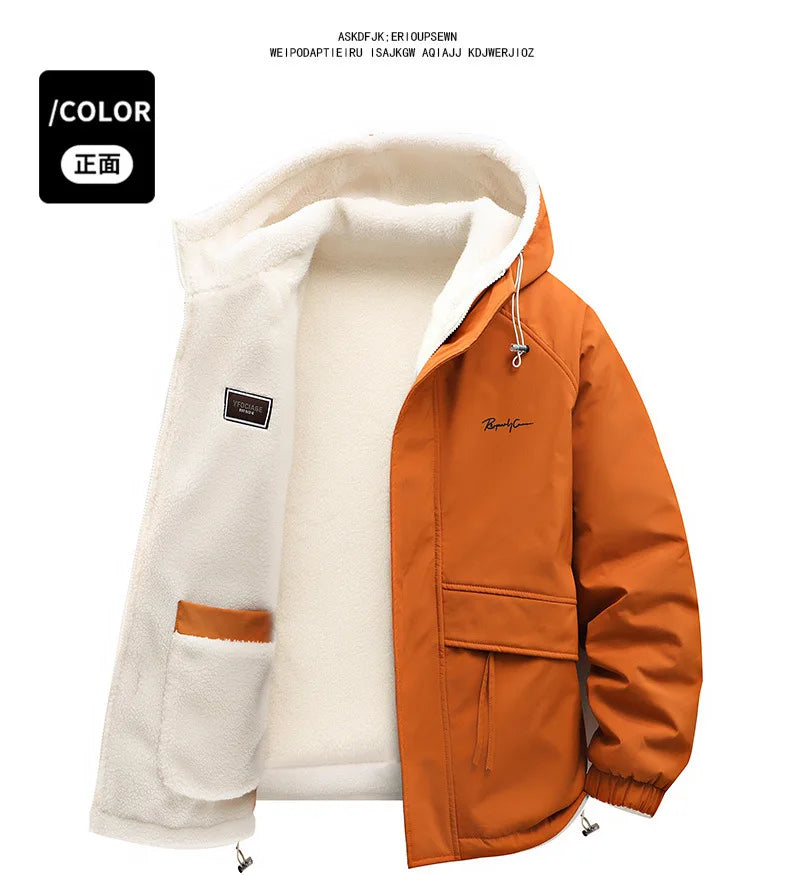 Reversible Winter Lamb  Fleece Hooded Jacket Streetwear Men Women Reversible Cotton Jackets Casual Zipper Thick Warm Coat - Buy online at  Vibe In Cart.