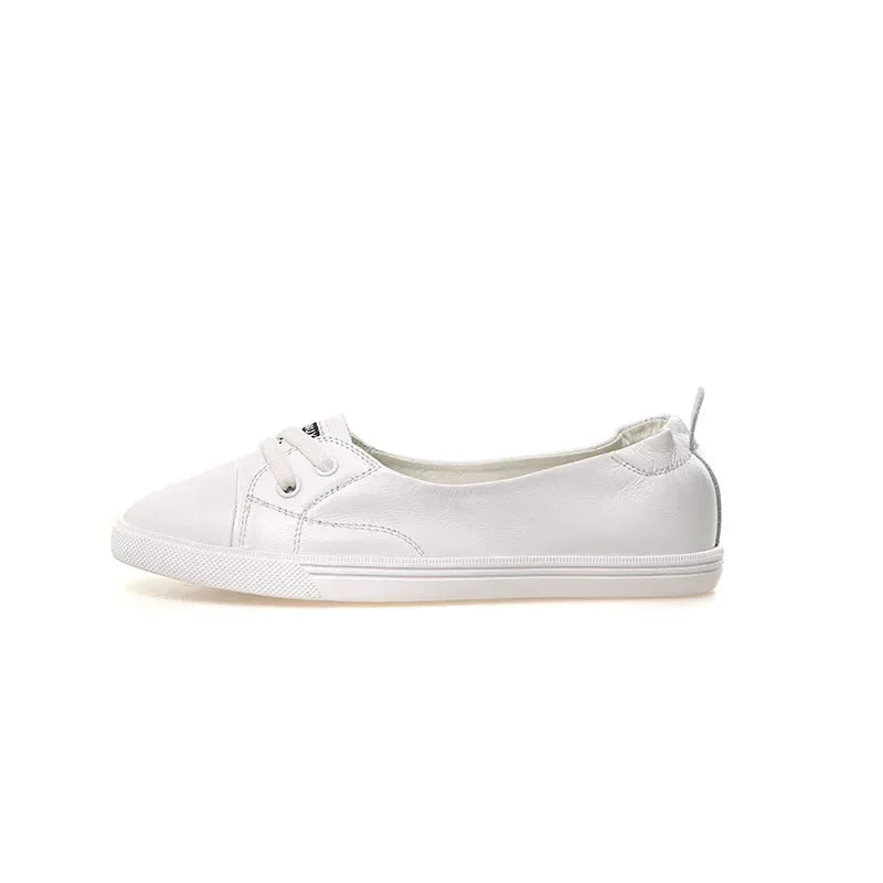 100% Genuine Leather Shoes Women Flat Causal Soft Comfortable Fashion Cowhide Brand Ladies White Shoes - Buy online at  Vibe In Cart.
