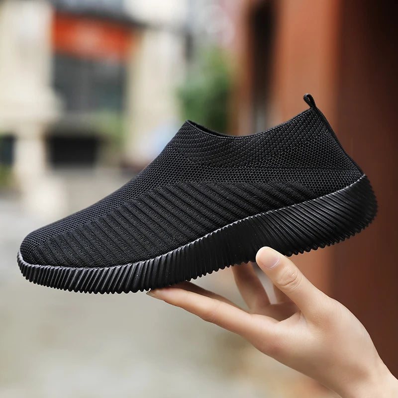 Women's Solid Color Sneakers Breathable Mesh Woven Outdoor Lightweight Low Top Walking Running Sports Socks Shoes - Buy online at  Vibe In Cart.