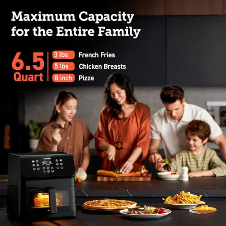 Large Compact Air Fryer with 6.5 Quart Capacity for Home Kitchen Use Features 12 OneTouch Savable Custom Functions Includes Coo - Buy online at  Vibe In Cart.