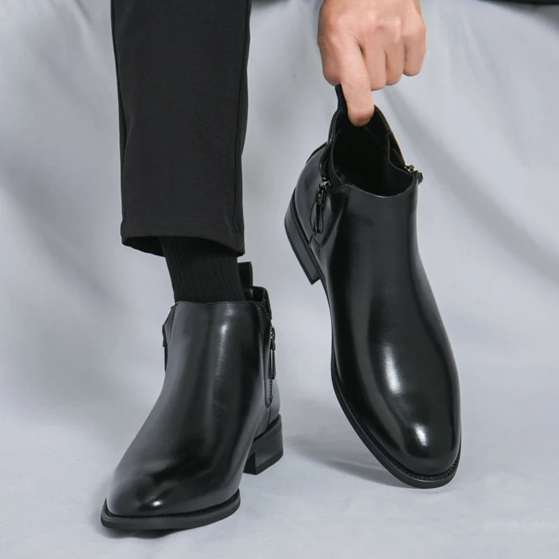 British Style Men's Chelsea Boots Casual Leather High Top Shoes Versatile Male Ankle Boots New Leather Man Business Shoes Botas - Buy online at  Vibe In Cart.