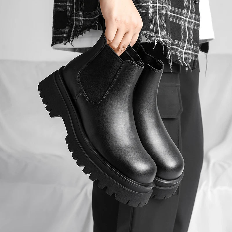 Men's Versatile Casual British Style Heightening Chelsea Boots, Paired with Trendy and Simple Ankle Boots for Outerwear. - Buy online at  Vibe In Cart.