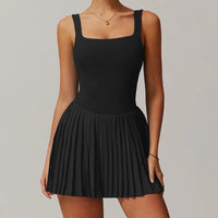Women's Padded Mini Tennis Dress with Built-in Shorts and Pockets