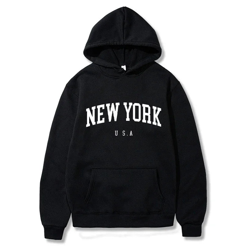 Men Women New York U.S.A City Hoodies Fashion Letter Printed Graphic Sweatshirts Loose Casual Harajuku Hooded Pullover Sportwear - Buy online at  Vibe In Cart.