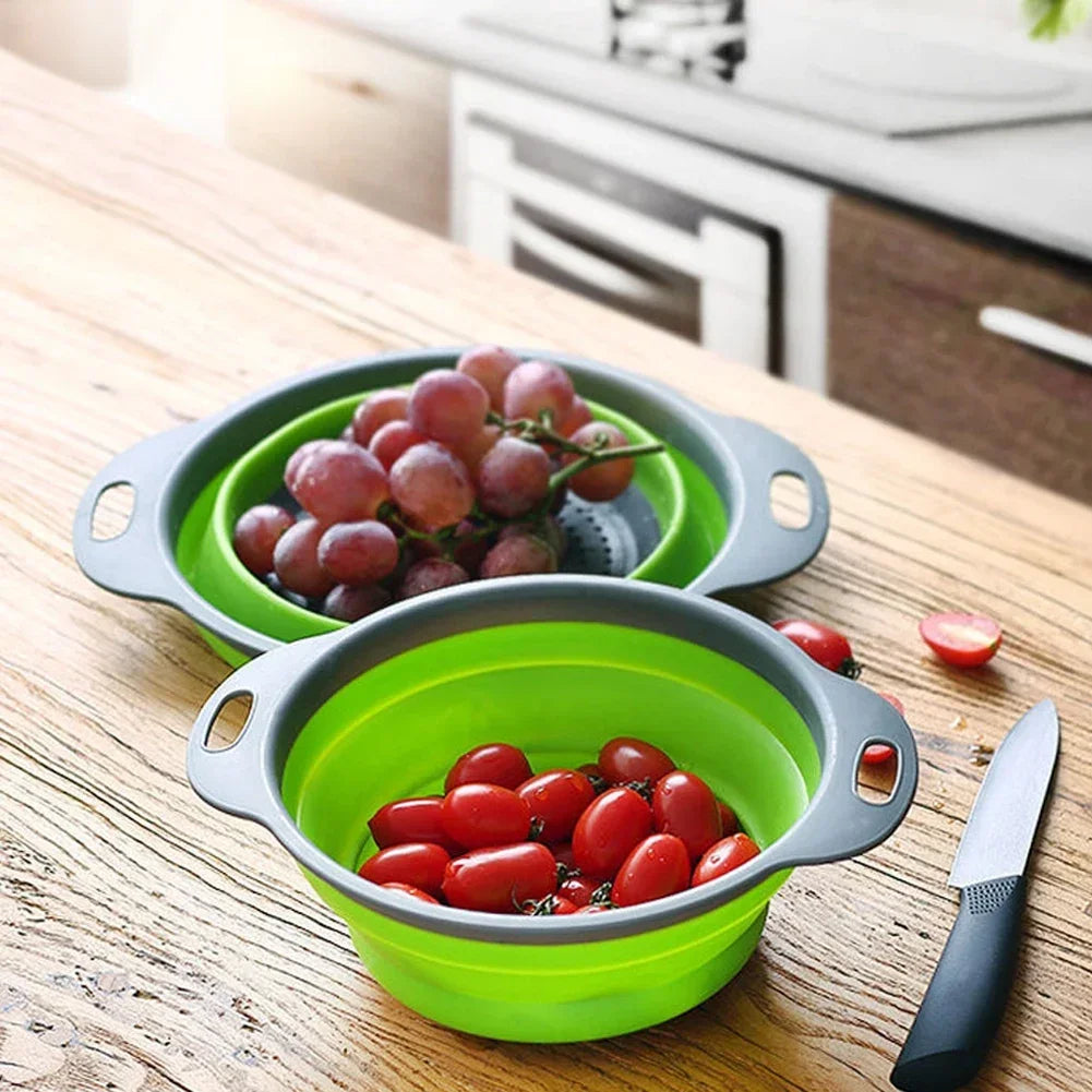 Silicone Folding Drain Basket Fruit Vegetable Washing Basket Foldable Strainer Colander Collapsible Drainer Kitchen Storage Tool - Buy online at  Vibe In Cart.