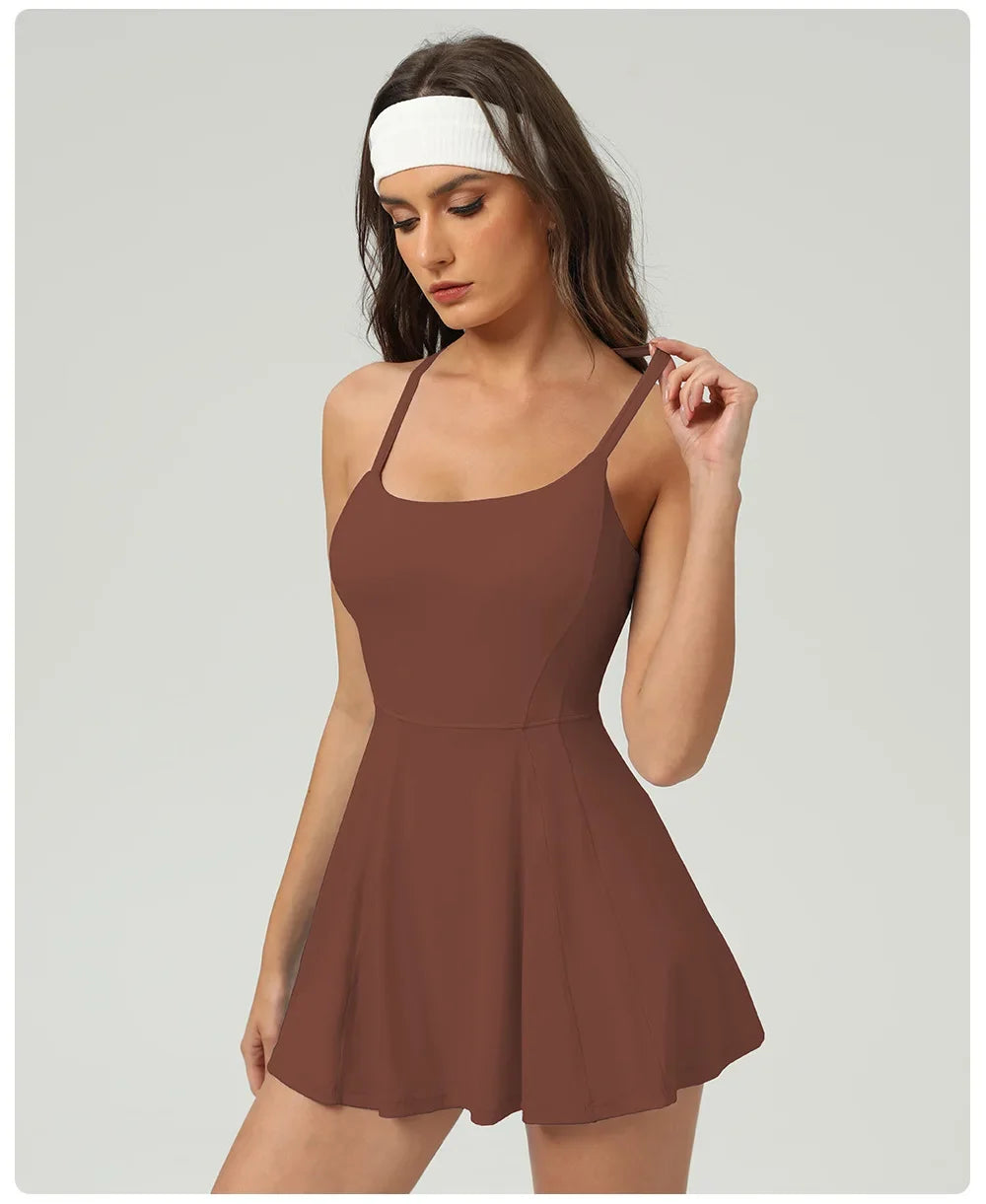 Ice Sensation Tennis Dresses Women Summer Breathable Slim Sport Active Dresses Outdoor Soft Yoga Golf  Workout Clothes 2025