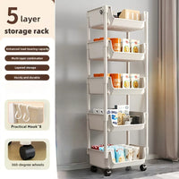 Multi-Tier Rolling Storage Cart, Slim Rolling Cart with Storage Bins and Hooks - Space-Saving Organizer, 360° Rotating Storage C - Buy online at  Vibe In Cart.
