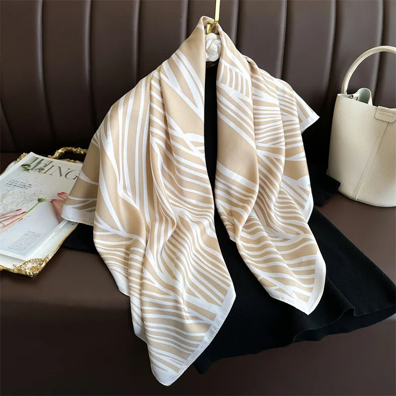 Women's Square Twill Scarf, 90x90 cm, for All Seasons