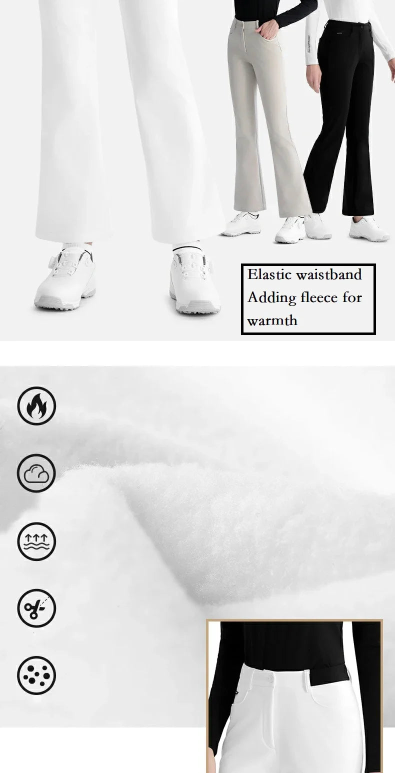 Women's Elastic High Waist Fleece Golf Pants for Winter