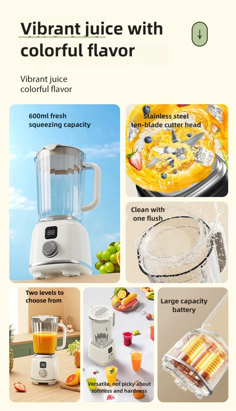 TINSOL New Home Juicer 10 Blades 3000mAh Multifunctional Blender Knob Juicer Ice Crusher  High Juicing Rate Kitchen Tools - Buy online at  Vibe In Cart.