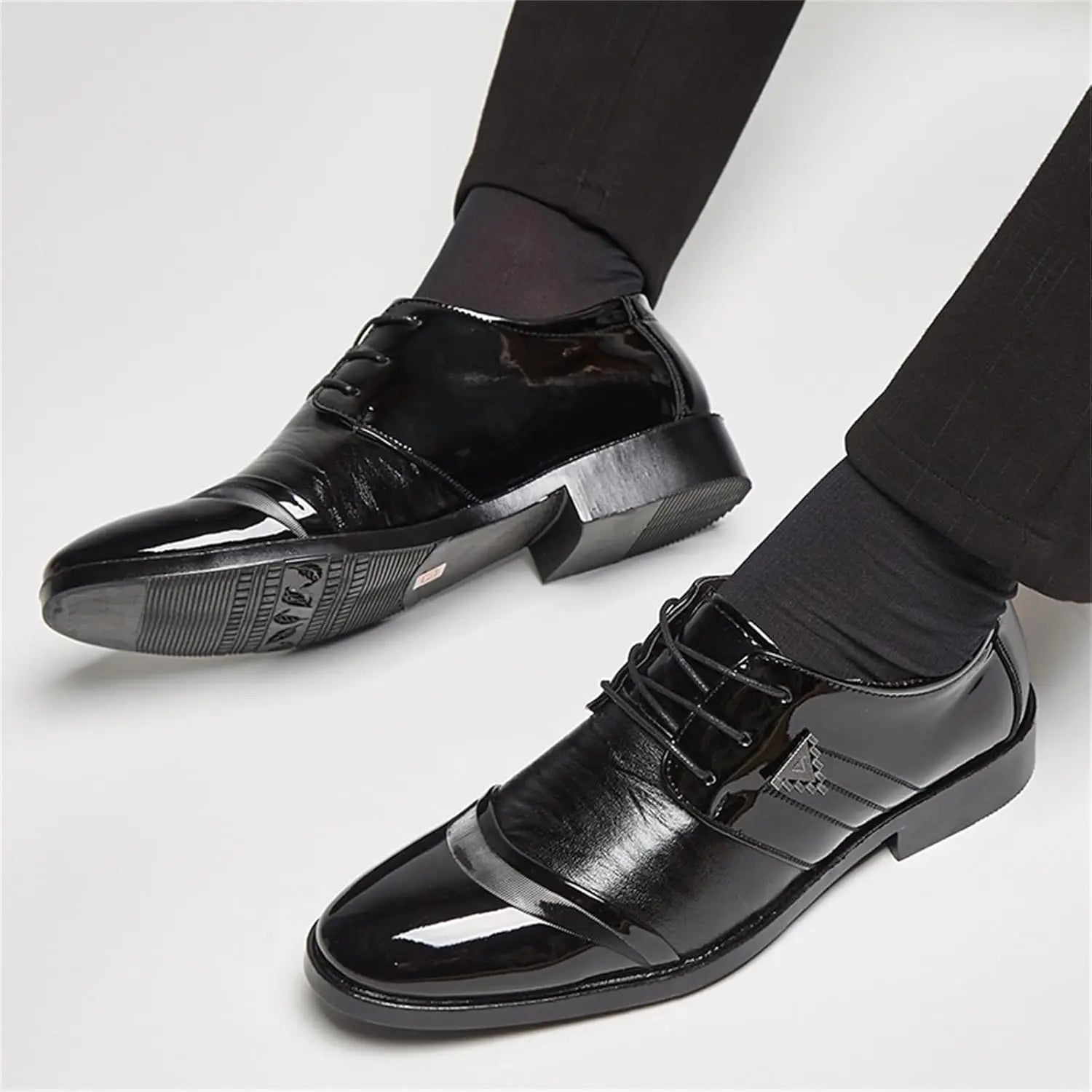Mens Lace Up Dress Shoes Modern Formal Business Casual Office Suit Tuxedo Patent Leather Oxford Shoes - Buy online at  Vibe In Cart.