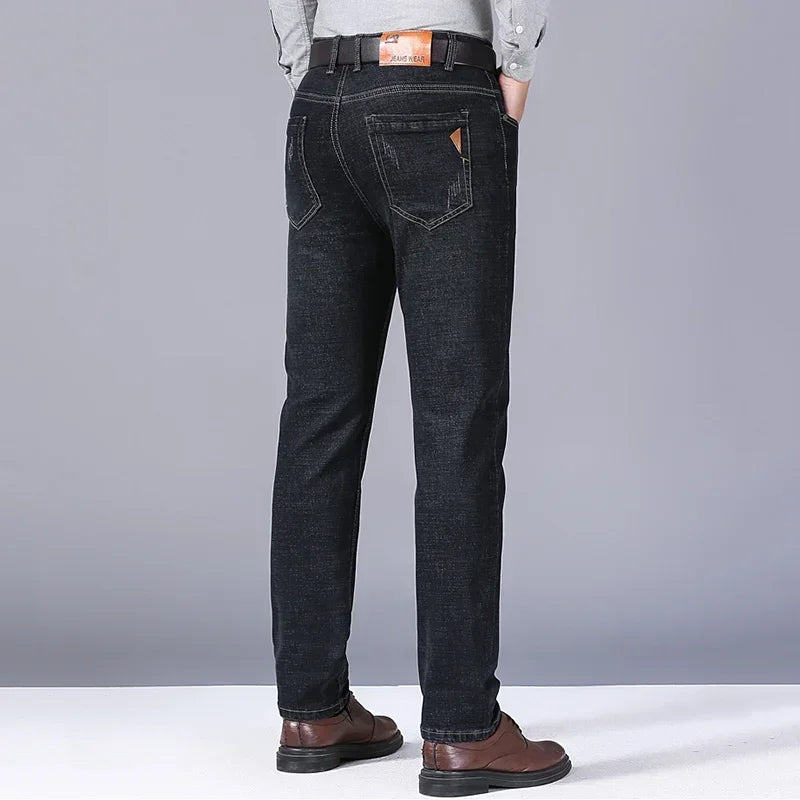 Men's Straight Leg Stretch Denim Jeans for Casual Wear
