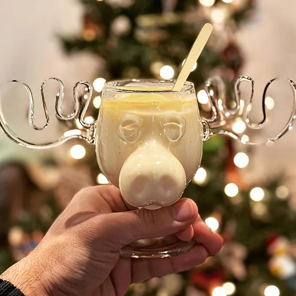 1/2/3PCS Christmas Elk Glass Cup 8Oz Milk Moose Mug Christmas Reindeer Head Beer Water Cup Xmas Holiday Party Drinkware Gifts - Buy online at  Vibe In Cart.