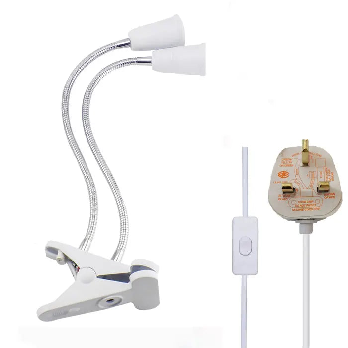 360 Degrees Flexible Gooseneck Clip-On Desk Lamp with E27 Base and Switch