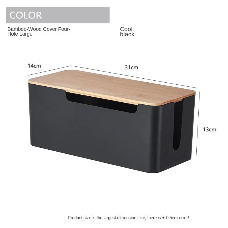 Wooden Cable Organizer Box for Desk Wire Management