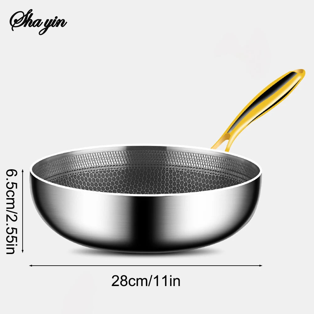 316 Stainless Steel Frying Pan Wok Non-stick Cooking Honeycomb Steak Gas Stove Pot Induction General Saucepan Kitchen Cookware - Buy online at  Vibe In Cart.