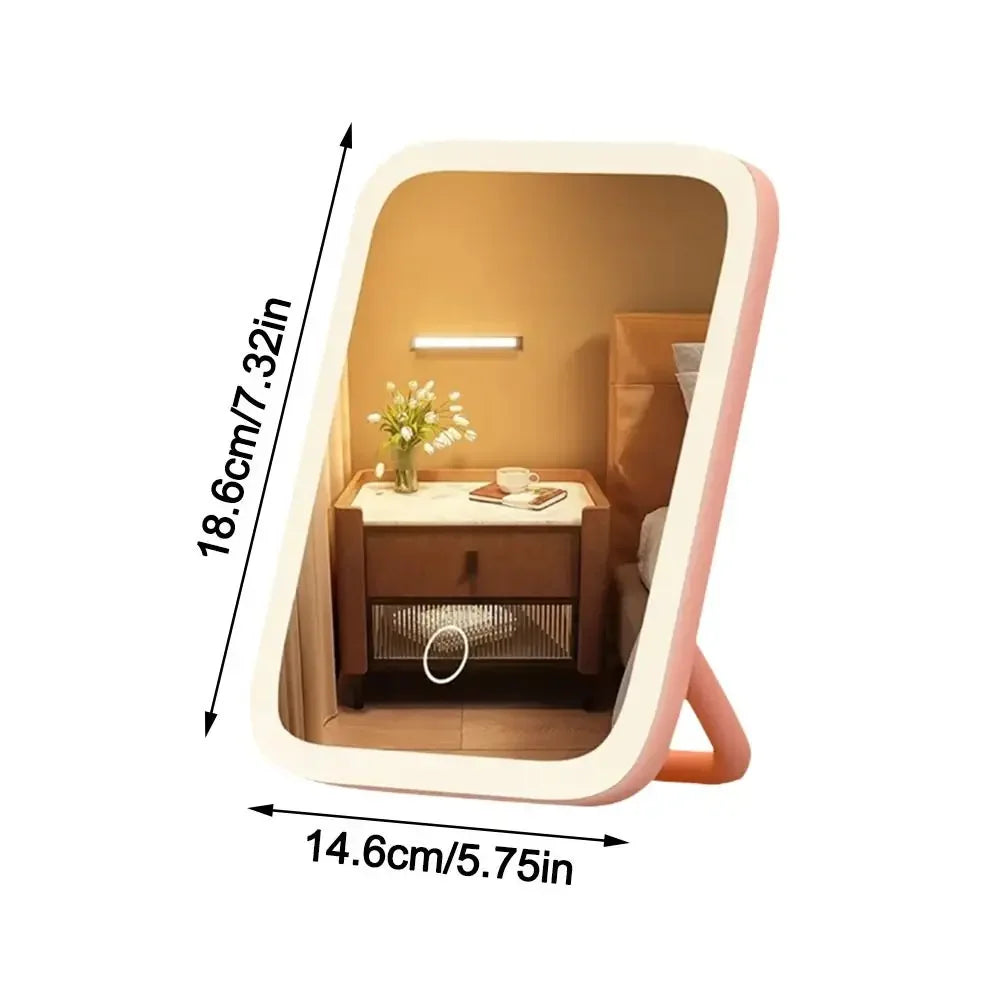 LED Makeup Mirror, 3-Color Light, 360° Rotatable, Touch Control, USB Powered, Tabletop Vanity Mirror for Bedroom Bathroom Travel - Buy online at  Vibe In Cart.