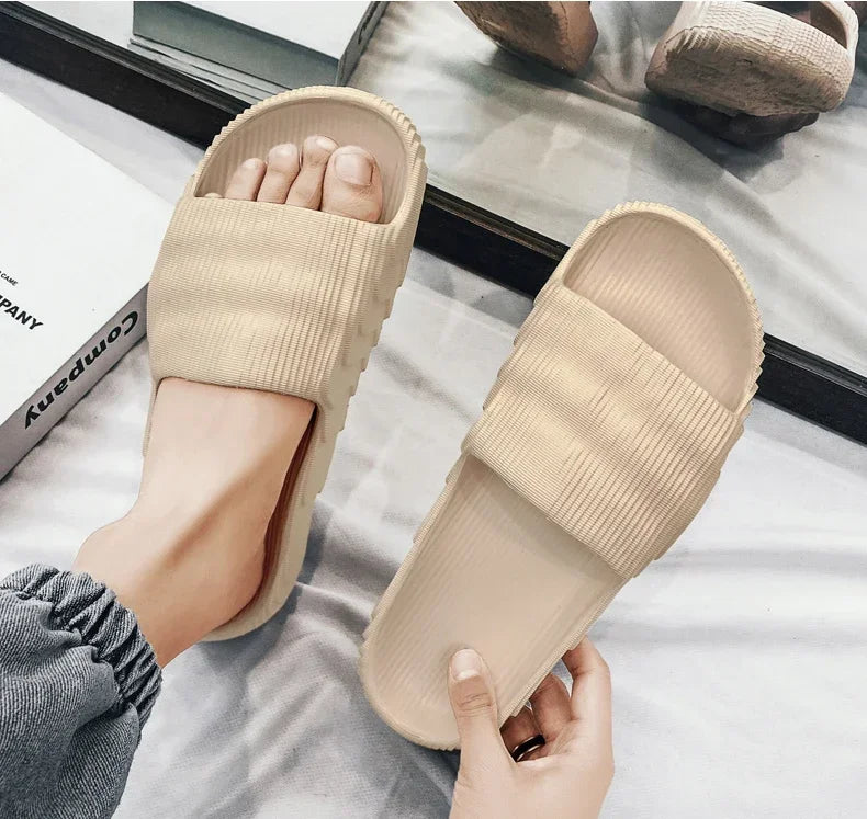 Soft Home Slippers Couple Summer Indoor Skid Proof Bathroom Slippers Sandals Hotel Solid Color Men Women Flip Flops Flat Shoes - Buy online at  Vibe In Cart.