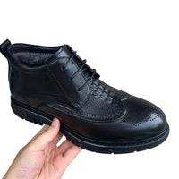 New Men's Short Boots - Genuine Leather Business Shoes with Wool Lining Fashionable and Versatile High-Top Buckle-Up Men's Shoes - Buy online at  Vibe In Cart.